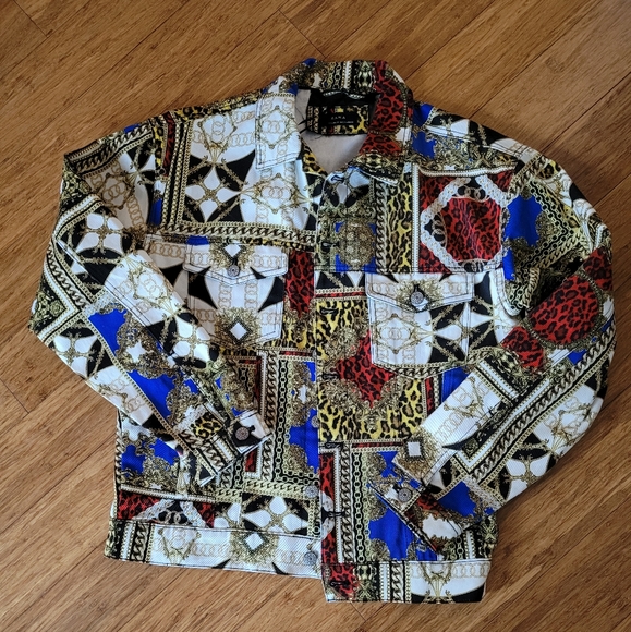 ZARA CHAIN PRINT VERSACE STYLE DENIM JACKET SIZE S NEW. - Picture 3 of 10